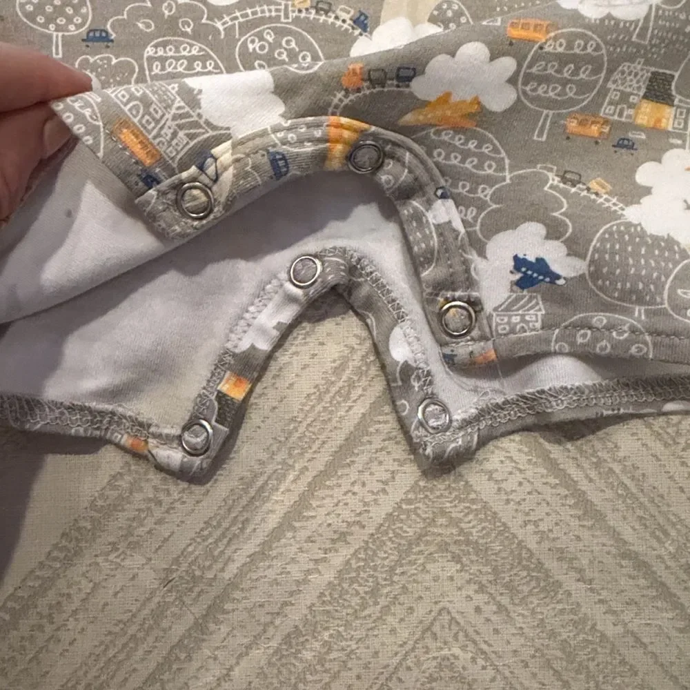 Zutano Baby Grey Romper – Ducks & Clouds Print (6–12M)